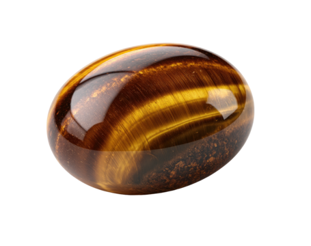 Polished oval tiger's eye gemstone