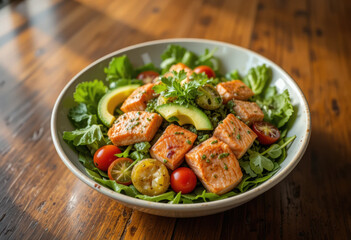 Fototapeta premium Fresh Salmon Salad on Elegant Table