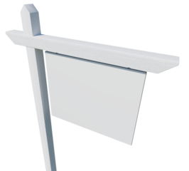 Blank Wooden Real Estate Sign on a Transparent Background. Transparent PNG.