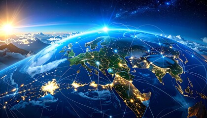 Global network view of Europe and Asia