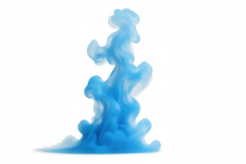 Abstract blue ink swirling in water creating a dynamic and ethereal effect against a transparent background