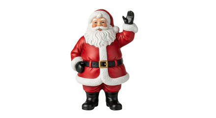 This cheerful Santa Claus figurine waves a friendly hello, perfect for holiday celebrations and decor.