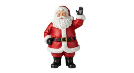 This cheerful Santa Claus figurine waves a friendly hello, perfect for holiday celebrations and decor.