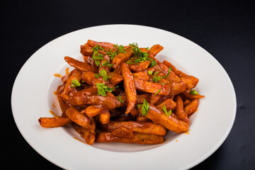fried chicken wings with vegetables