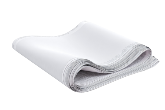 Folded white sheets of paper or plastic