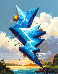 Abstract lightning bolt,  digital art