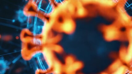 Coronavirus glowing surrounded by digital data analysis interface - Powered by Adobe