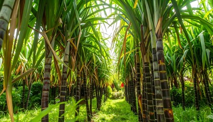 Lush sugarcane plantation