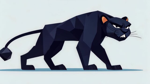 Elegant Panther in Motion: A sleek panther strides with an air of grace and power, its form artfully captured in a bold, vector-style illustration.