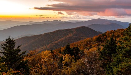 Obraz premium Autumnal mountain vista at sunset (1)