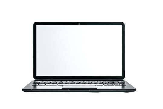 Front view of a modern laptop with blank screen (13)