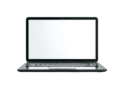 Front view of a modern laptop with blank screen (13)