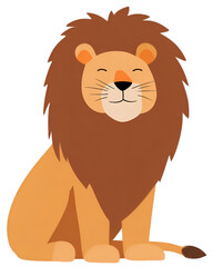 Obraz premium Happy cartoon lion sitting with a big brown mane.