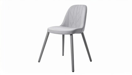 Modern light gray upholstered chair with padded seat and curved backrest, supported by matching frame and legs with horizontal support bars, set against a plain background