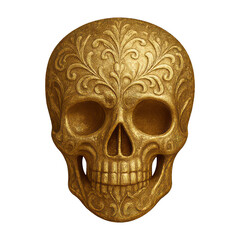 PNG Ornate golden skull illustration