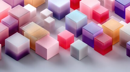 Naklejka premium Modern 3D Colorful Cubes with Gradient Hues