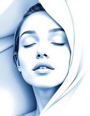 Serene person with a white space facial form, embodying tranquility and beauty