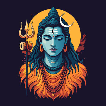 Peaceful Lord Shiva Illustration.