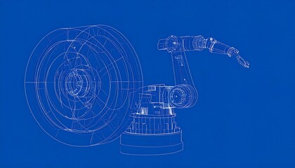 Fototapeta premium Robotic arm technical drawing