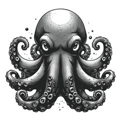 vector illustration of  angry octopus