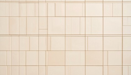 Close-up of a beige, tile-like wall texture, with rectangular and square patterns