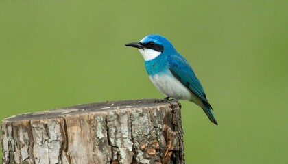 Blue bird perched on stump