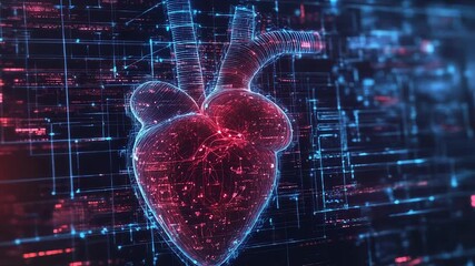 Digital heart beating showing futuristic medical technology - Powered by Adobe