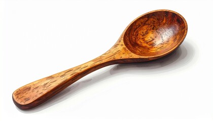 Single polished wooden spoon with visible grain and rounded bowl on light surface