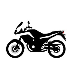 Obraz premium Silhouette of a black adventure motorcycle.