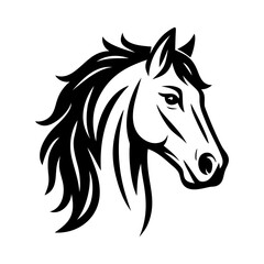 Horse Head Vector Illustration – Tribal Wild Horse Silhouette Logo – Stallion Artwork for Tattoo, Mascot, and Equestrian Design