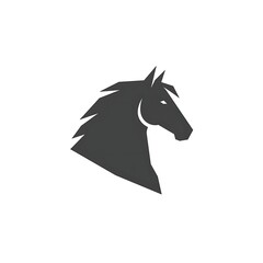 A stylized black silhouette of a horse's head.