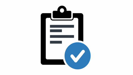 Completed task clipboard with checkmark vector illustration icon