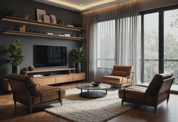 Cozy family entertainment area featuring a media center and comfortable seating