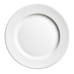 Empty White Dinner Plate on Transparent Background Circular Ceramic Tableware with Smooth Clean Surface for Food Presentation