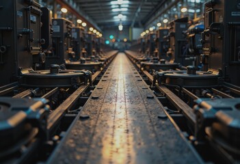 Organized manufacturing equipment setup on a factory production floor
