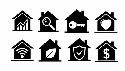 Fototapeta premium Real estate business house icon set vector illustration