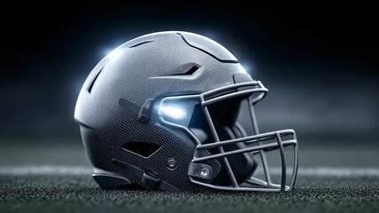 Futuristic Technological Football Helmet Closeup - Powered by Adobe