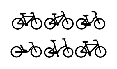 Fototapeta premium Minimalist bicycle icons collection: sleek black silhouettes in various styles