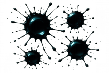 Striking composition of four deep blue splashes against a clear backdrop