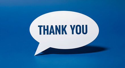 Express your gratitude with this bold "THANK YOU" speech bubble message