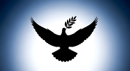 Obraz premium Dove Silhouette with Olive Branch: Symbol of Peace.