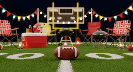 American Football Tailgate Party Setup.