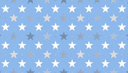 Subtle Grey and White Stars on Light Blue Seamless Pattern