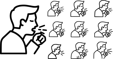 Obraz premium set of person coughing outline icon vector 