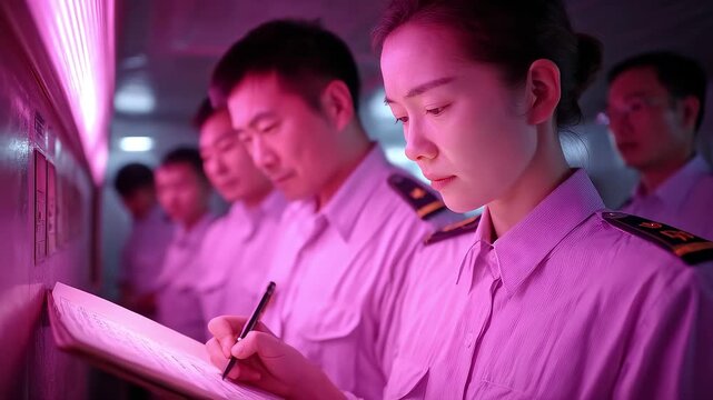 Naval Soldiers Focus on Recording and Carefully Checking Information