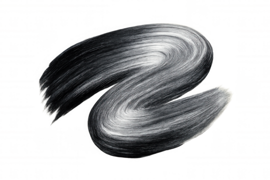 Wavy silver paint brush stroke forming an s shape with visible brush texture, isolated on transparent background
