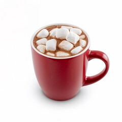 Hot chocolate mug with marshmallows isolated on white background