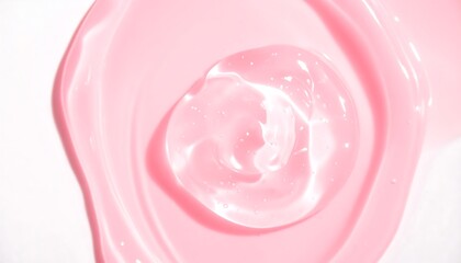Delicate swirls of translucent pink cosmetic product create an appealing and smooth texture.
