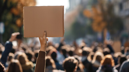 Manifestante com cartaz em branco