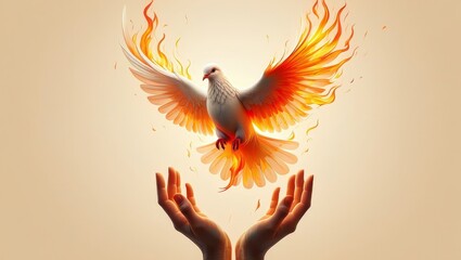 Phoenix Bird Emerging from Hands - Symbol of Rebirth and Hope
